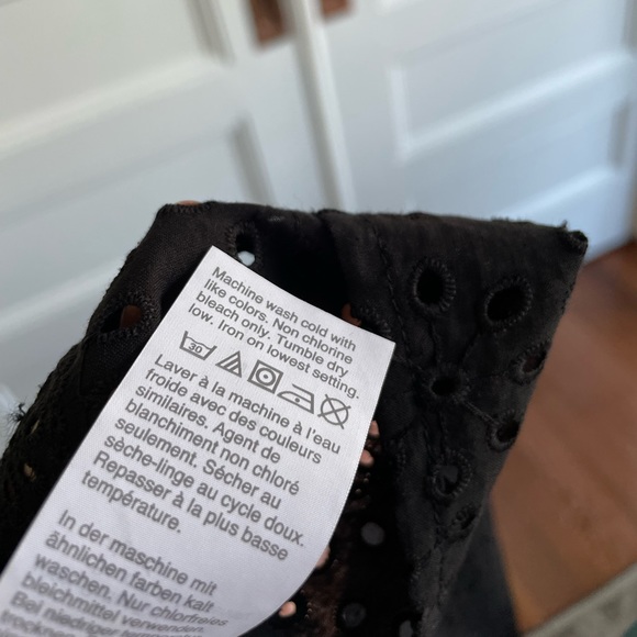 NWT Madewell Embroidered Eyelet Ruffle-Neck Keyhole Top - XL - Black - Back Tie - Picture 4 of 10